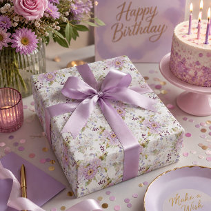 Aquarell-Rosa-Wildblumen-Blumenmuster Geschenkpapier