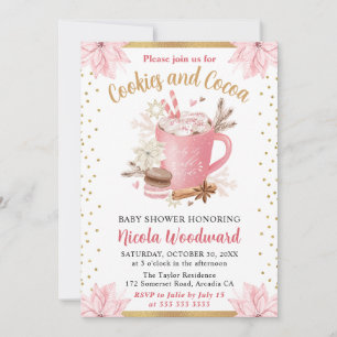 Aquarell-Rosa-Winter-Cookies-und-Kakao-Baby-Shower Einladung