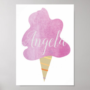 Aquarell-Rosa Wirbelwatte Poster