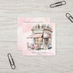 Aquarell, rosafarben, QR-Code Bäckerei Quadratische Visitenkarte
