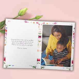 Aquarell rosafarbene Blumen elegante Fotos zum Mut Karte