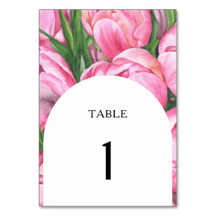 Aquarell rosafarbene Blumen - Hochzeitstischnummer Tischnummer