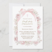 Aquarell rosafarbene Rosen Erste heilige Kommunion