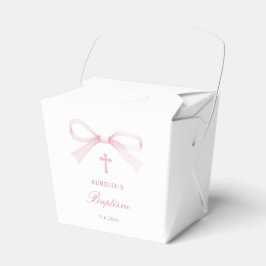 Aquarell-Rosafarbene Schleife Taufe Take Out Geschenkschachtel