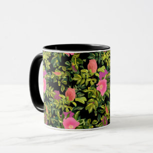 Aquarell-Rosarot-Blumen botanisch floral Retro Tasse