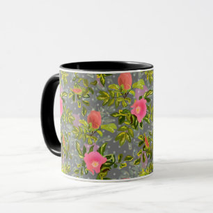 Aquarell-Rosarot-Blumen botanisch floral Retro Tasse