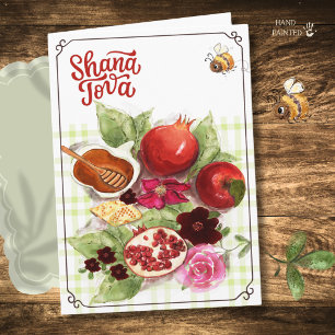 Aquarell-Rosch-Haschana-Shana-Tova-Karte Feiertagskarte