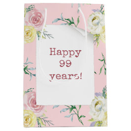 Aquarell Rose 99. Geburtstag Mittlere Geschenktasc Geschenktüte