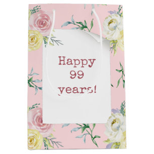 Aquarell Rose 99. Geburtstag Mittlere Geschenktasc Geschenktüte