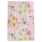 Aquarell Rose 99. Geburtstag Mittlere Geschenktasc Geschenktüte (Rückseite)