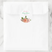 Aquarell-Rose Blume Handgeschriebene Babydusche Runder Aufkleber (Tasche)