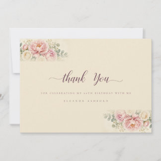 Aquarell-Rosé-Blumen 60. Geburtstag Danke