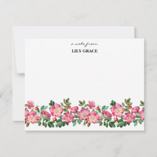 Aquarell-Rosé-Blumen Dankeskarten-Persönlich Mitteilungskarte