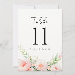 Aquarell-Rosé-Blumen-Hochzeitstischnummern