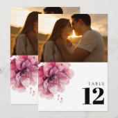 Aquarell Rose Blumenstrauß Foto Tischnummer (Vorne/Hinten)