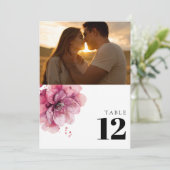 Aquarell Rose Blumenstrauß Foto Tischnummer (Stehend Vorderseite)