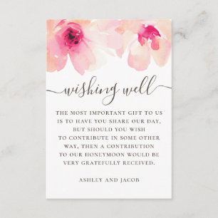 Aquarell-Rosé-Blush-Blumen-Hochzeits-Wunschbrunnen Begleitkarte