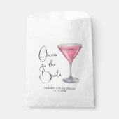 Aquarell-Rosé-Cocktail-Brautdusche Geschenktütchen (Vorderseite)