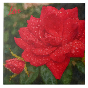 Aquarell-Rose Fliese