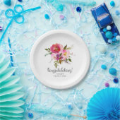 Aquarell-Rosé-Floral-Abschluss Pappteller (Party)