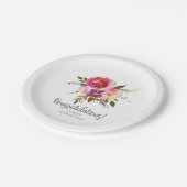 Aquarell-Rosé-Floral-Abschluss Pappteller (Schrägansicht)