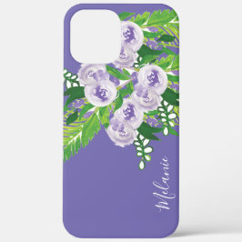 Aquarell Rose Grüne Lila Grün Mit Monogramm Case-Mate iPhone Hülle