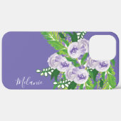 Aquarell Rose Grüne Lila Grün Mit Monogramm Case-Mate iPhone Hülle (Hinten (horizontal))