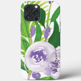 Aquarell Rose Grüne Lila Skriptname Case-Mate iPhone Hülle