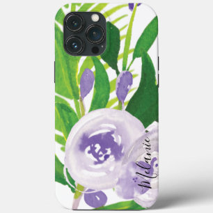 Aquarell Rose Grüne Lila Skriptname Case-Mate iPhone Hülle