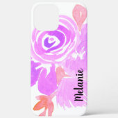 Aquarell Rose Grüne Rosa Lila Mit Monogramm Case-Mate iPhone Hülle (Rückseite)