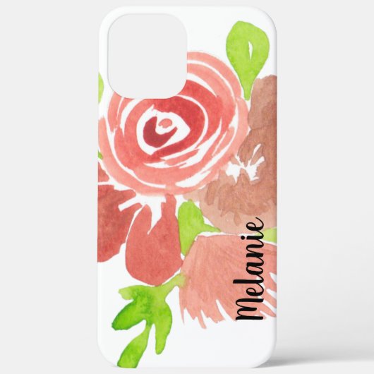 Aquarell Rose Grüne Rosa Mit Monogramm Case-Mate iPhone Hülle (Rückseite)