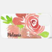 Aquarell Rose Grüne Rosa Mit Monogramm Case-Mate iPhone Hülle (Hinten (horizontal))