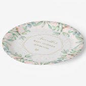 Aquarell Rose Peach floral Baby Dusche Pappteller (Schrägansicht)