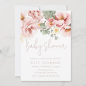 Aquarell Rose Schöne Babydusche Einladung (Vorderseite)