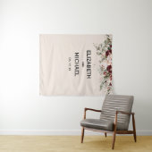 Aquarell-Rosé und burgunderrote Floral-Hochzeit Wandteppich (Beispiel (Horizontal))