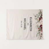 Aquarell-Rosé und burgunderrote Floral-Hochzeit Wandteppich (Vorderseite (Horizontal))