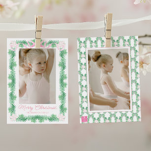 Aquarell-Rosé- und Grün-Weihnachtsgirlande Foto Feiertagskarte