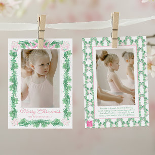 Aquarell-Rosé- und Grün-Weihnachtsgirlande Foto Feiertagskarte