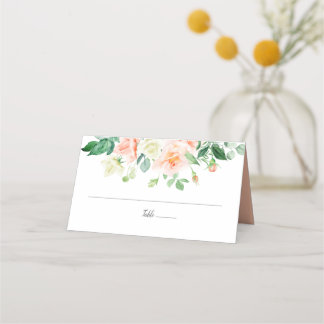 Aquarell Rose und Grüne Platzkarten |