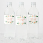 Aquarell Rose und Grüne Weinflasche Wasserflaschenetikett (Flaschen)