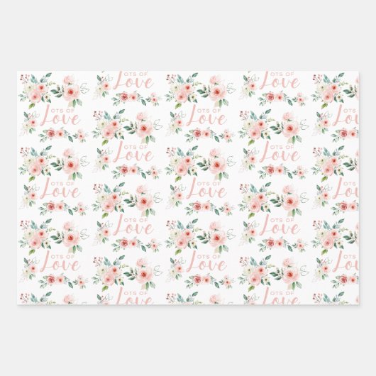 Aquarell-Rose Viele Liebe-Wrapping-Papierblätter Geschenkpapier Set (Vorderseite 3)