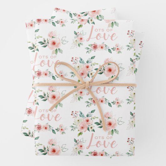 Aquarell-Rose Viele Liebe-Wrapping-Papierblätter Geschenkpapier Set (Beispiel)