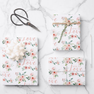 Aquarell-Rose Viele Liebe-Wrapping-Papierblätter Geschenkpapier Set
