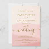 Aquarell-Roségold-Kalligrafie-Script-Hochzeit Einladung (Vorderseite)