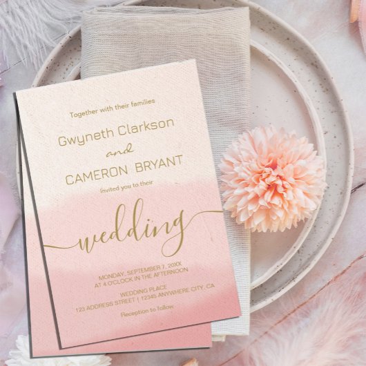 Aquarell-Roségold-Kalligrafie-Script-Hochzeit Einladung