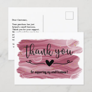 Aquarell Roségold Rosa Dankeschön Geschäft Postkarte