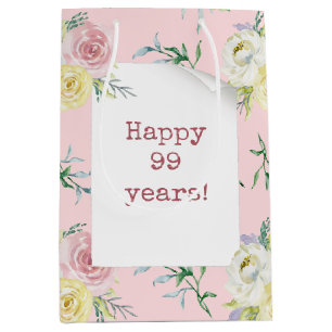Aquarell-Rosen 99. Geburtstag Medium Geschenktasch Mittlere Geschenktüte