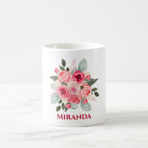 Aquarell-Rosen-Blumen-Kaffeetasse Kaffeetasse
