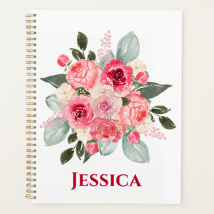 Aquarell-Rosen-Blumenmuster-Planer Planer