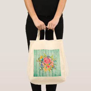 Aquarell-Rosen-Blumenspray auf abgesplittertem Aqu Tragetasche